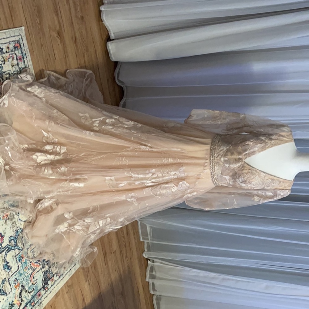 Jovani - Quarter Bishop Sleeve Floral Long Dress 68056SC - Picture 5 of 9